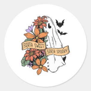 Pegatina Redonda Sorta Ghost Sorta Sweet Sorta Spooky Floral