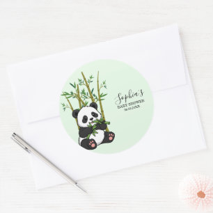 Pegatina Redonda Sorteo de pañales de bambú de panda lindo menta pa