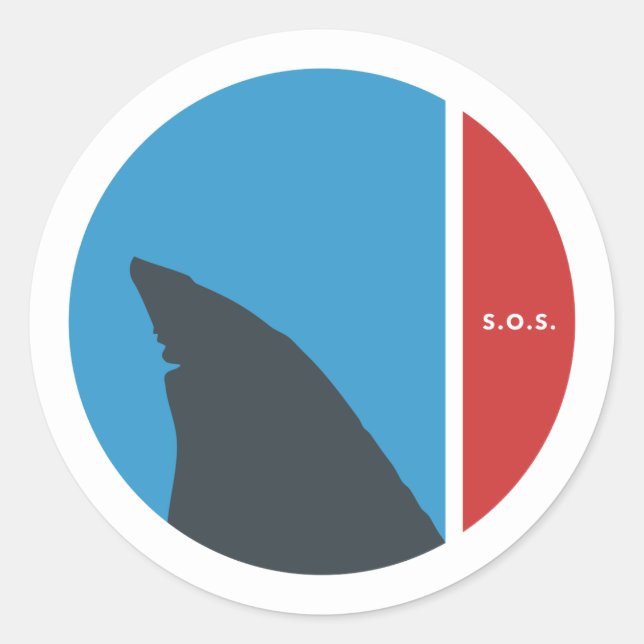Pegatina Redonda SOS salva nuestros mares salva nuestros círculos d (Anverso)