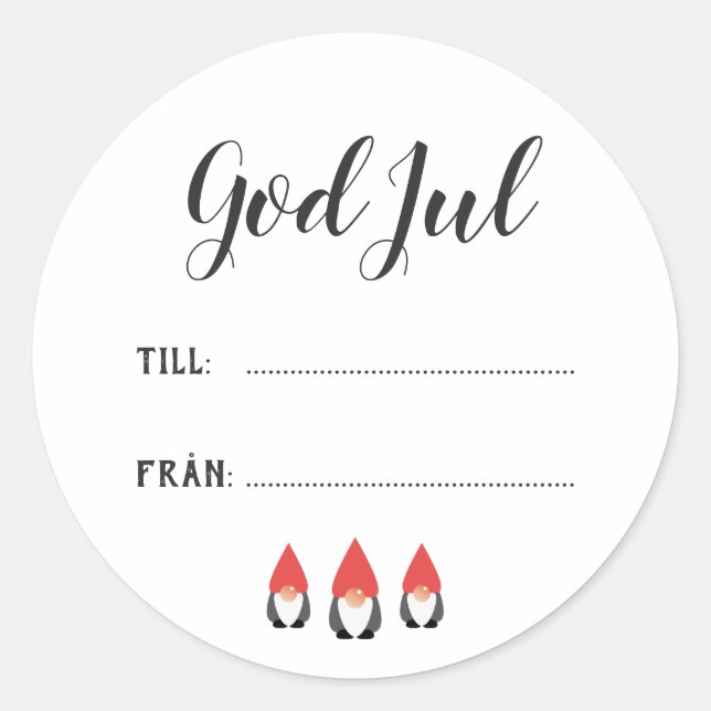 Pegatina Redonda Söta Tomtenissar - Julklappsetiketter (Anverso)