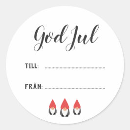 Pegatina Redonda Söta Tomtenissar - Julklappsetiketter