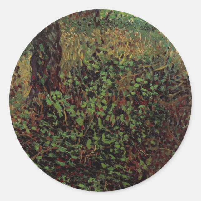 Pegatina Redonda Sotobosque de Vincent van Gogh (Anverso)