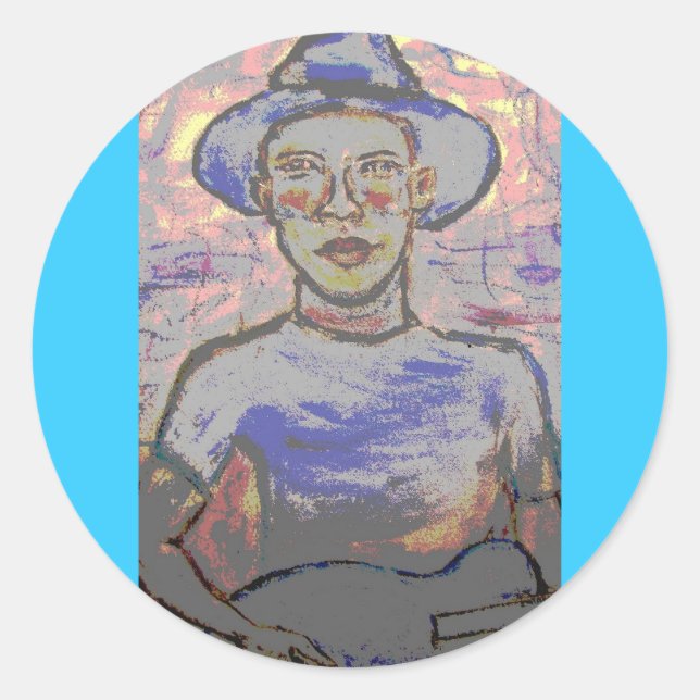 Pegatina Redonda Soulful Bluesman (Anverso)
