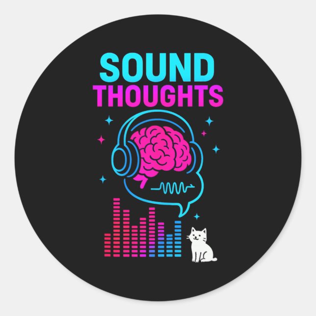 Pegatina Redonda Sound Thoughts Stoic Philosophy Minimalist Slogan  (Anverso)