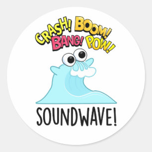 Pegatina Redonda Sound Wave Funny Ocean Pun
