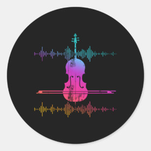 Pegatina Redonda Soundwaves Cello