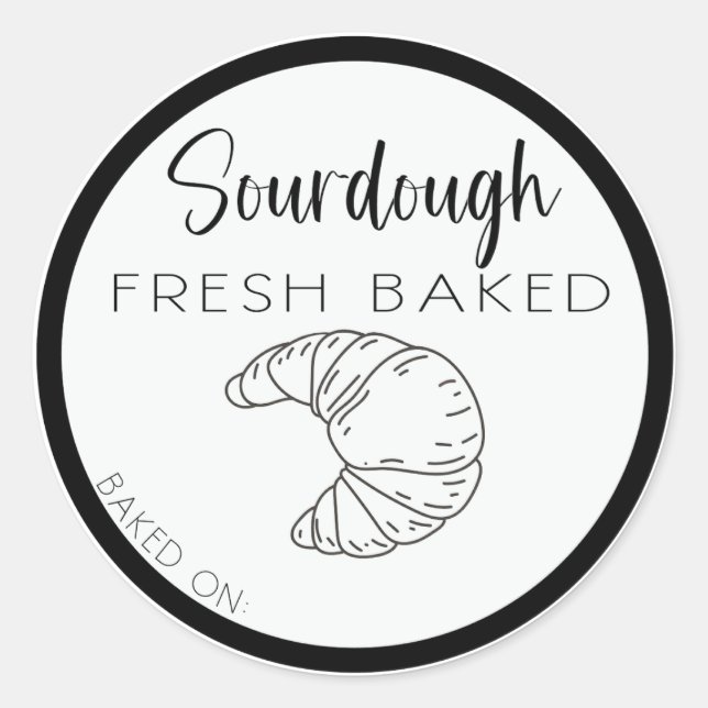 Pegatina Redonda SOURDOUGH CROISSANT label, croissants caseros (Anverso)