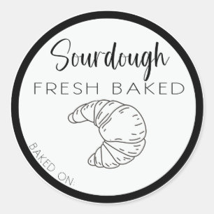 Pegatina Redonda SOURDOUGH CROISSANT label, croissants caseros