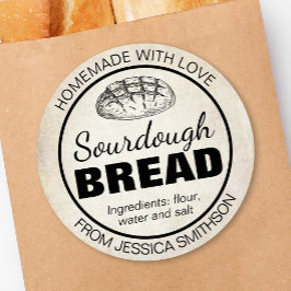 Pegatina Redonda Sourdough Homemade Items Label SD01_01rd