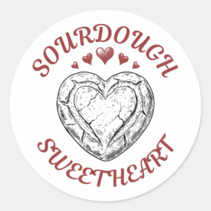 Pegatina Redonda Sourdough Sweetheart – Regalo divertido del Día de