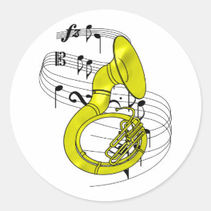 Pegatina Redonda Sousaphone