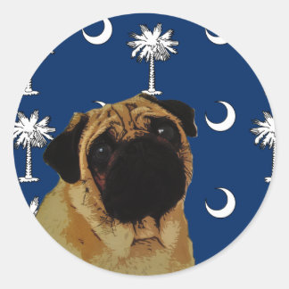 Pegatina Redonda South Carolina Pug