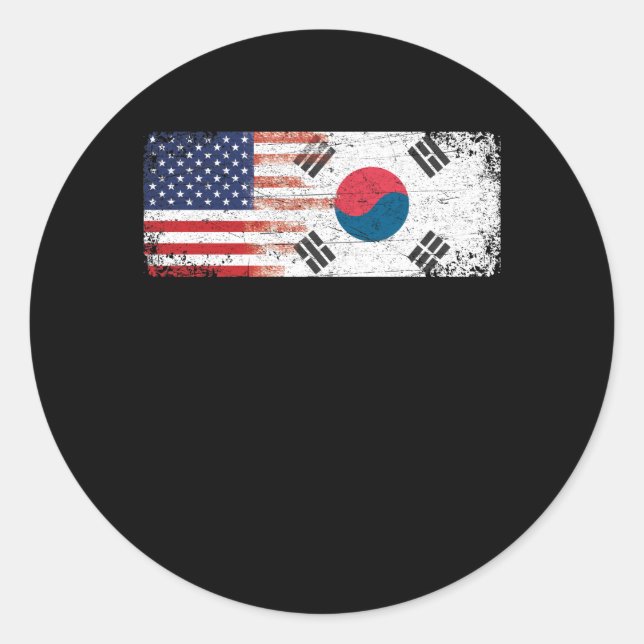 Pegatina Redonda South Korean American Flag (Anverso)