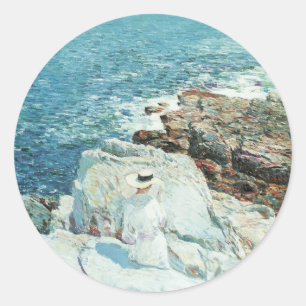 Pegatina Redonda South Ledges, Appledore de Frederick Childe Hassam