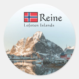 Pegatina Redonda Souvenir de las islas Reine Lofoten