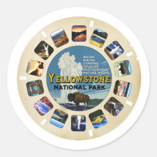 Pegatina Redonda Souvenir del Parque Nacional Yellowstone Retro Vin
