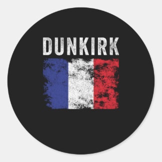 Pegatina Redonda Souvenir francés Bandera de Dunkirk