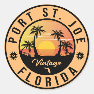 Pegatina Redonda Souvenirs de Port St Joe Vintage Retro 70