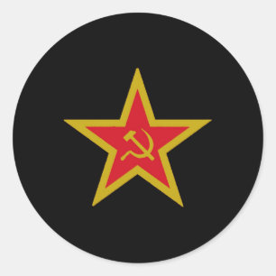 Pegatina Redonda Soviet Union Communist Star Flag