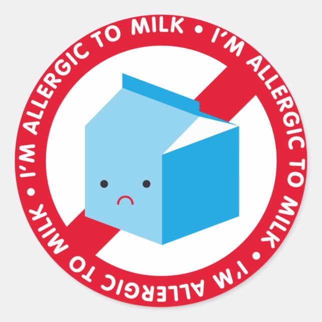 Pegatina Redonda ¡Soy alérgico a la leche! (Anverso)