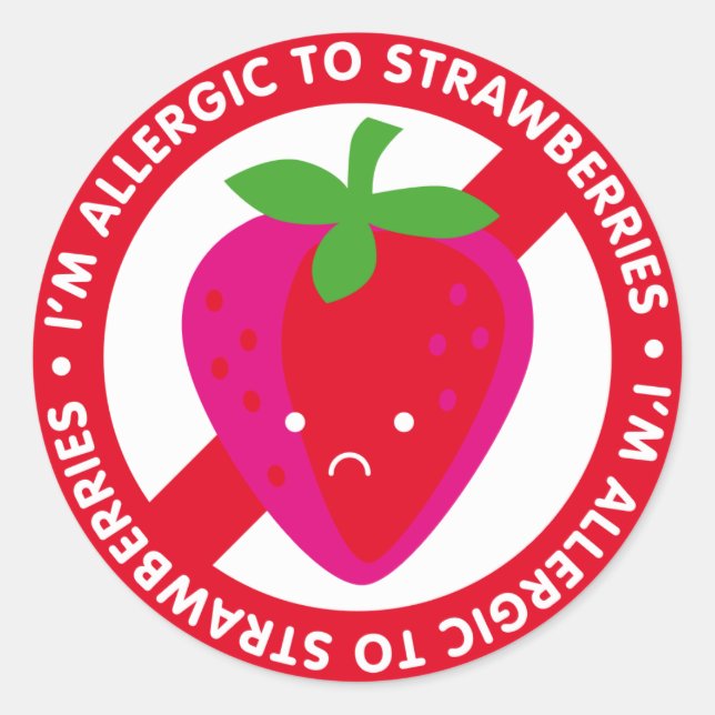 Pegatina Redonda ¡Soy alérgico a las fresas! alergia a las fresas (Anverso)
