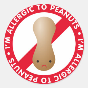 Pegatina Redonda ¡Soy alérgico a los cacahuetes! Alergia del
