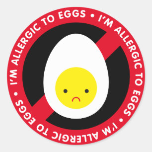 Pegatina Redonda ¡Soy alérgico a los huevos!