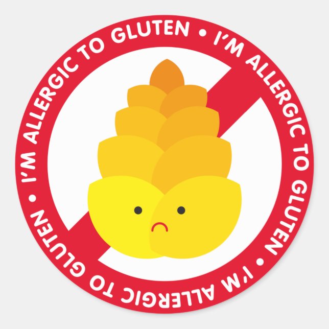Pegatina Redonda ¡Soy alérgico al gluten! (Anverso)