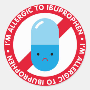 Pegatina Redonda ¡Soy alérgico al ibuprofeno! Alergia a los ibuprof