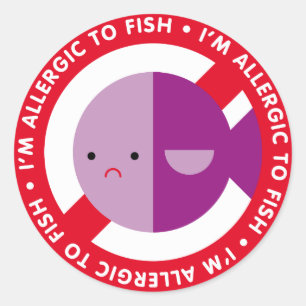 Pegatina Redonda ¡Soy alérgico al pescado!