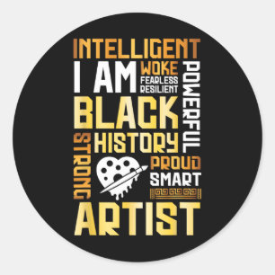 Pegatina Redonda Soy Artista Orgulloso de la Historia Negra Intelig