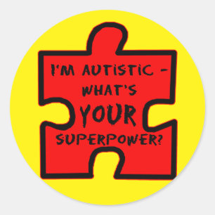 Pegatina Redonda Soy autista ¿Cuál es TU superpoder?
