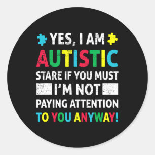Pegatina Redonda Soy autista diversión autismo aceptación de concie
