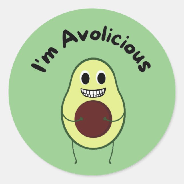 Pegatina Redonda Soy Avolicious - Funny Fruit Pun (Anverso)