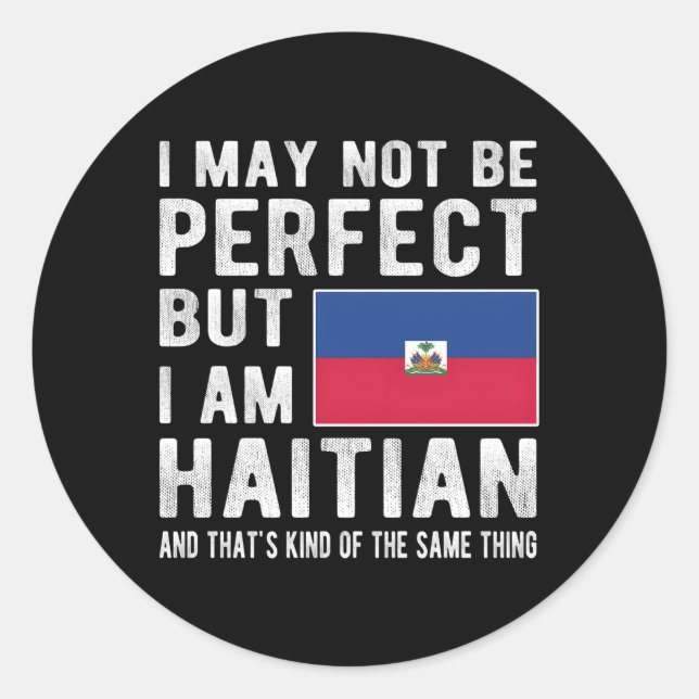 Pegatina Redonda Soy Bandera Haitiana Patrimonio De Haití Raíces Ha (Anverso)