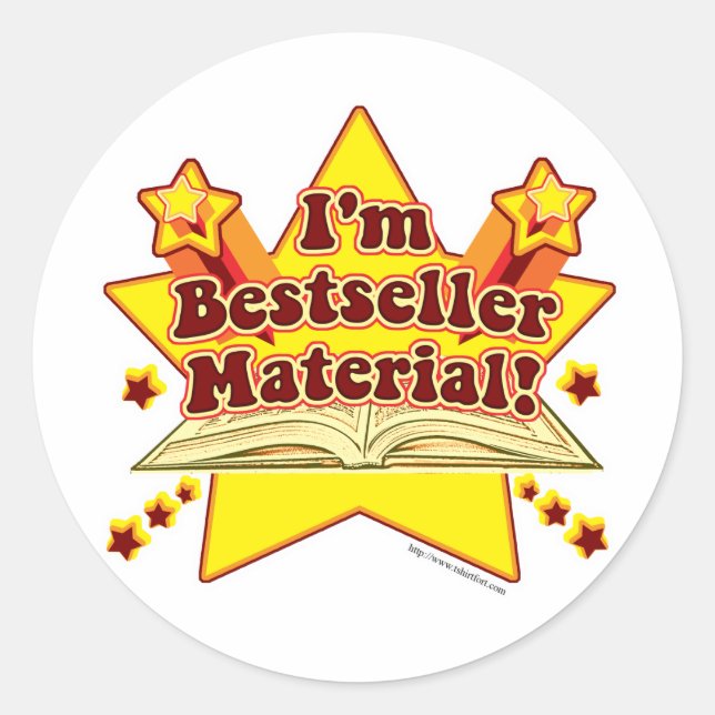 Pegatina Redonda ¡Soy Bestseller Material! (Anverso)