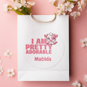 Pegatina Redonda Soy Bonita Adorable Rosa Personalizada Clásica Red