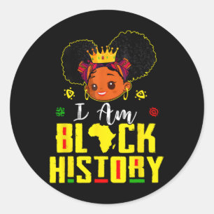 Pegatina Redonda Soy Chicas africanos del Mes de la Historia Negra