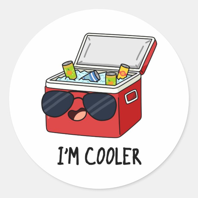 Pegatina Redonda Soy Cooler Funny Ice Cooler Box Pun (Anverso)