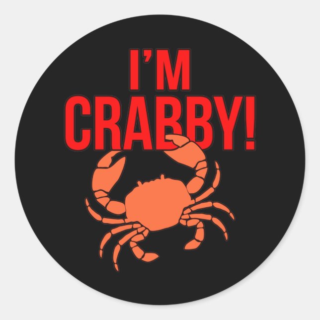 Pegatina Redonda Soy Crabby Crabs Seafood Crabbing Crab Lobster Sea (Anverso)