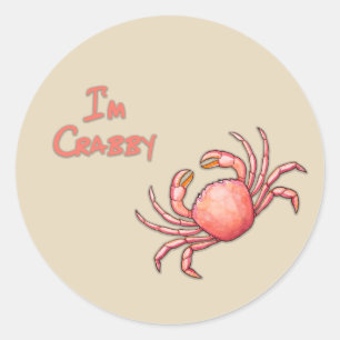 Pegatina Redonda Soy Crabby Crustacean