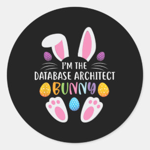 Pegatina Redonda Soy el arquitecto de Databyse Bunny Funny Easter D