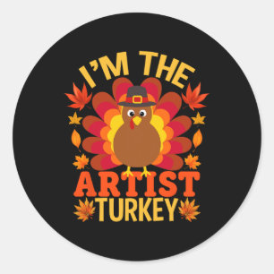Pegatina Redonda Soy el artista turco gracioso otoño en Thanksgivi