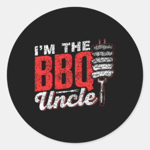 Pegatina Redonda Soy el Bbq Uncle Meat Barbecue Grill Grilling Bbq
