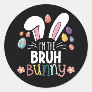 Pegatina Redonda Soy el Bruh Bunny Easter Matching