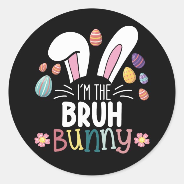 Pegatina Redonda Soy el Bruh Bunny Easter Matching (Anverso)