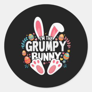Pegatina Redonda Soy El Conejo Gruñón De Pascua Para Familias