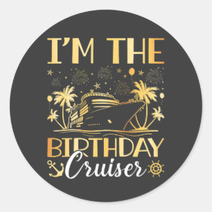 Pegatina Redonda Soy el crucero de cumpleaños Vacaciones