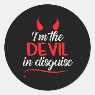 Pegatina Redonda Soy el diablo disfrazado salón de adoración satané