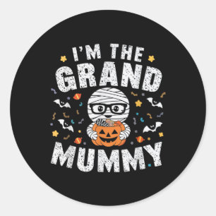 Pegatina Redonda Soy el disfraz de Halloween de la gran momia Abuel